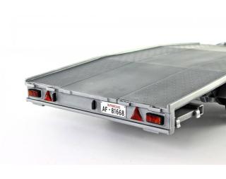 Autotransporter Anhänger Ellebi  silber Laudoracing 1:18 Resinemodell (Türen, Motorhaube... nicht zu öffnen!)